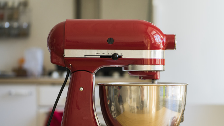 Bright red stand mixer