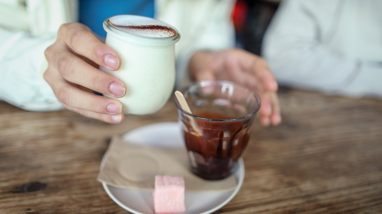 mixing milk and chocolate