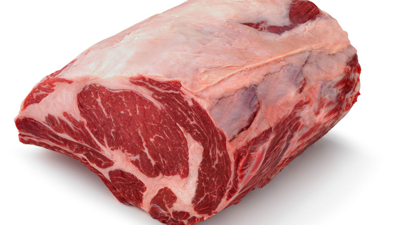 Raw prime rib roast