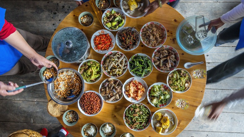 Table full of various foods