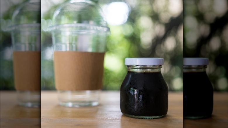 sealed glass jar of coffee