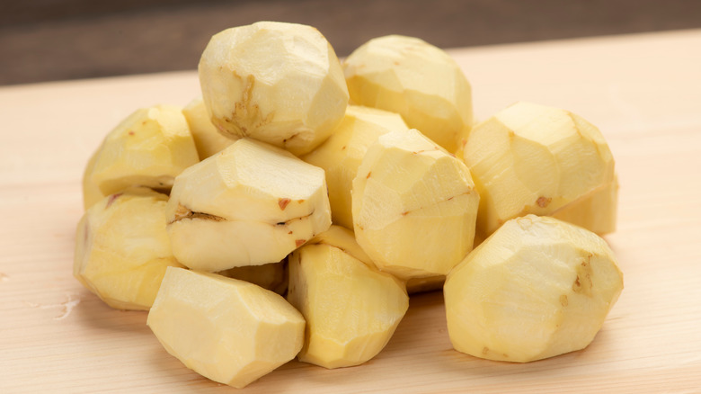 Water chestnuts on counter