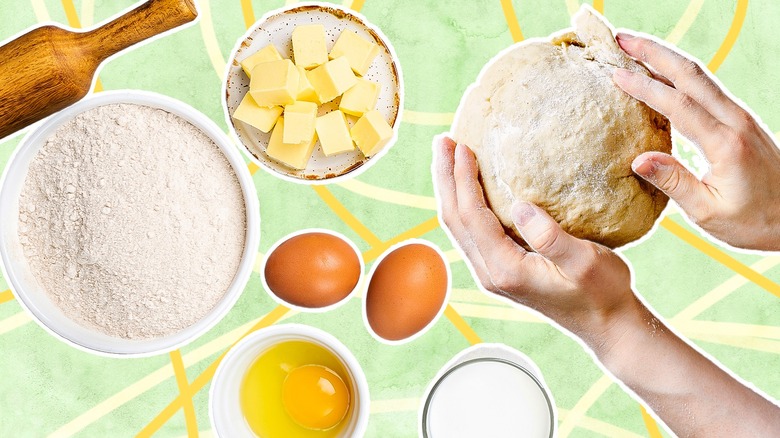 assorted baking ingredients and dough