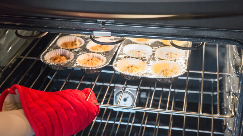 oven being used with thermometer