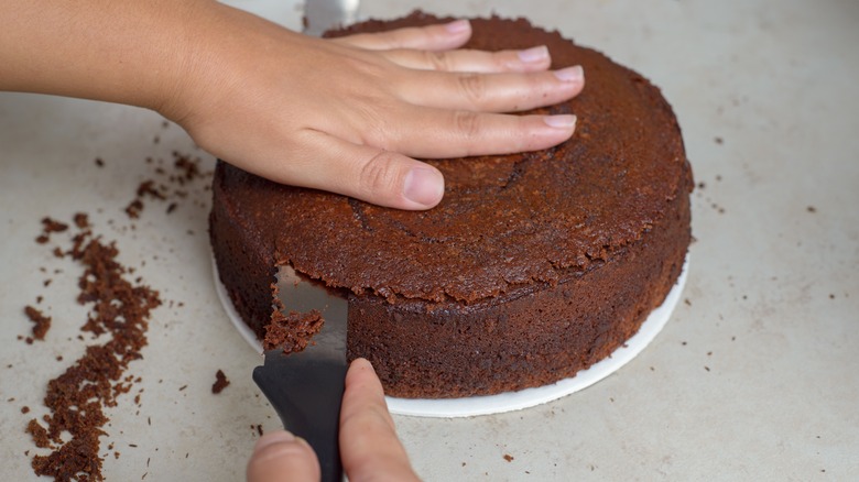 cutting dome from cake