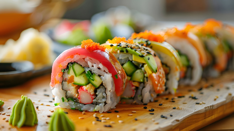 Sushi with fresh ingredients