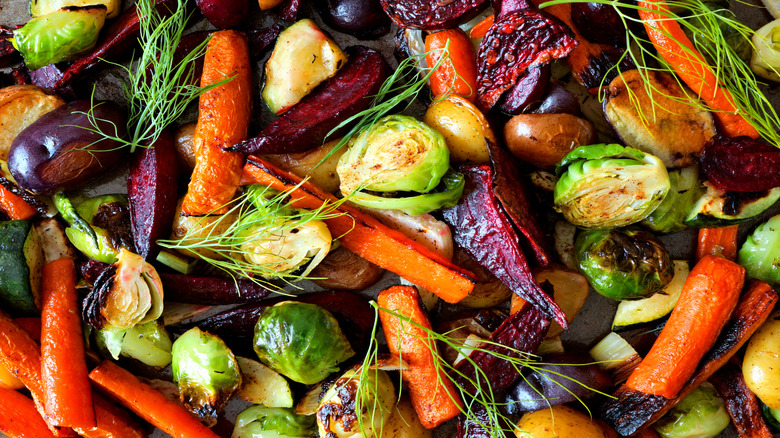 Roasted veggies and herbs