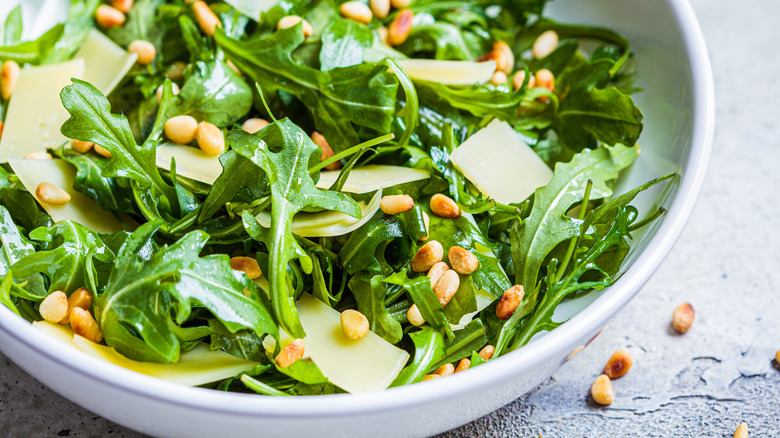 Arugula and Parmesan salad with pine nuts