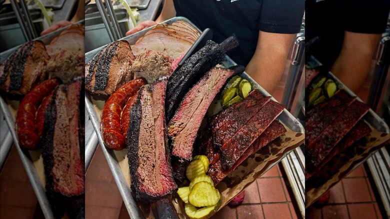 Tray of brisket in the kitchens at Hoodoo Brown BBQ