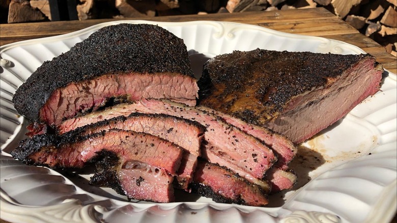 Little Miss BBQ brisket sliced and on a plate