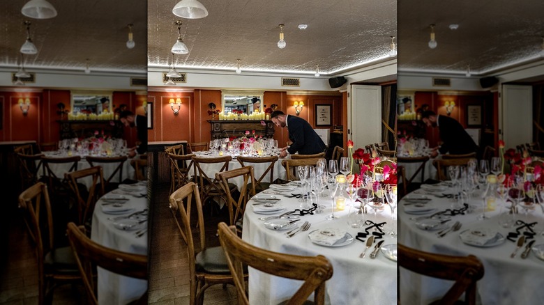 Bentley's interior with set tables