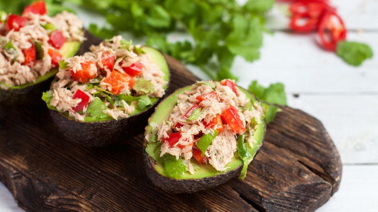 Tuna-stuffed avocados