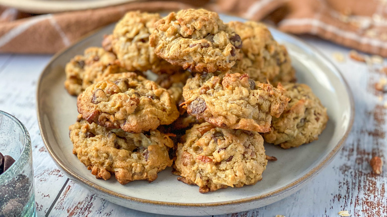 cowboy cookies on plate