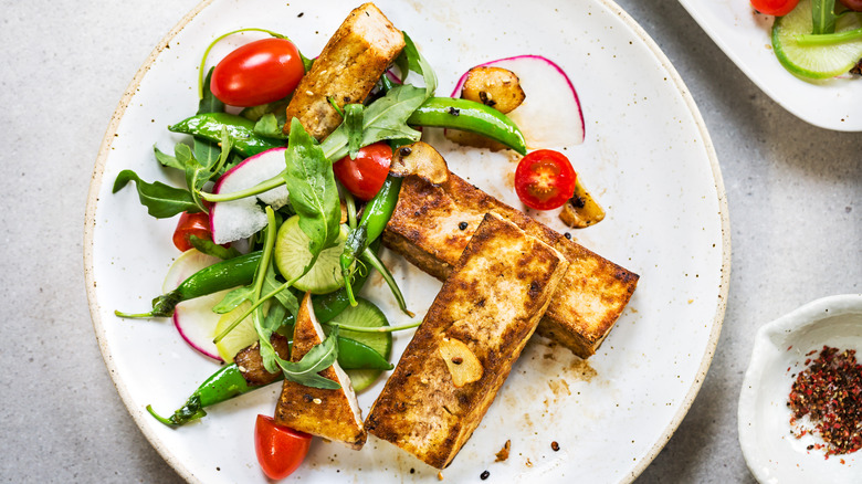 Tofu steak and salad