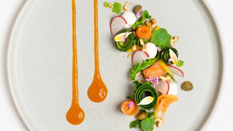 modern salad with sauce decor