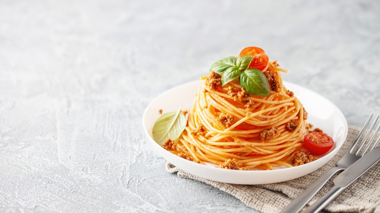 bowl of spaghetti bolognese