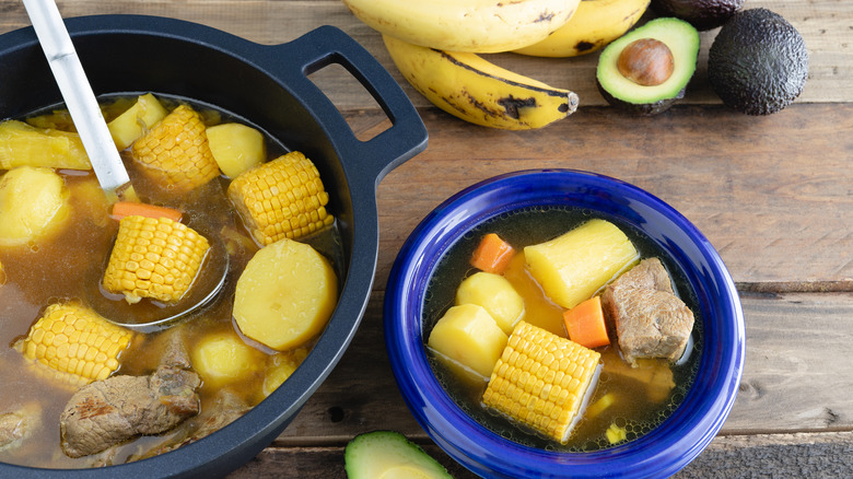 Sancocho stew in pot