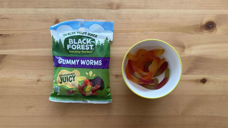 Black Forest Gummy Worms on table