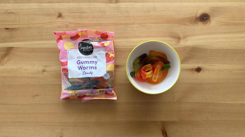 Signature Select gummy worms on table