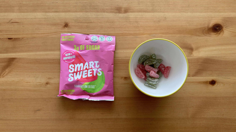 Smart Sweets Sourmelon Bites on table