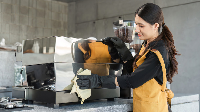 cleaning outside of espresso machine