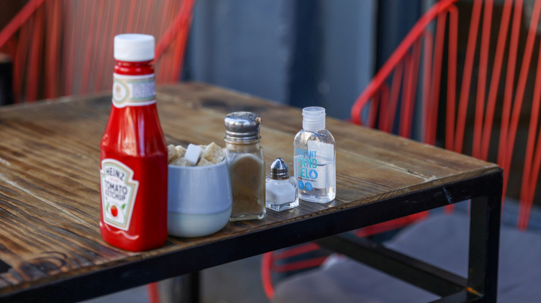 condiments at restaurant table