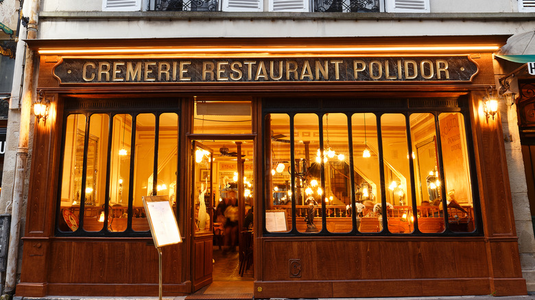 Exterior of Polidor restaurant in France