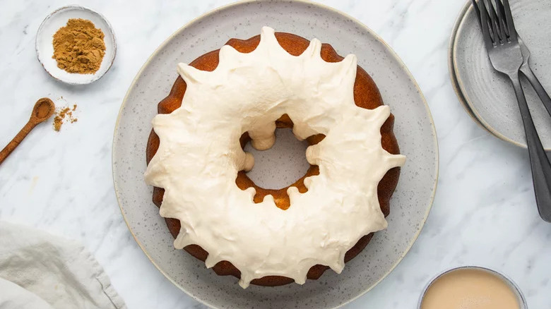 Eggnog cake on plate