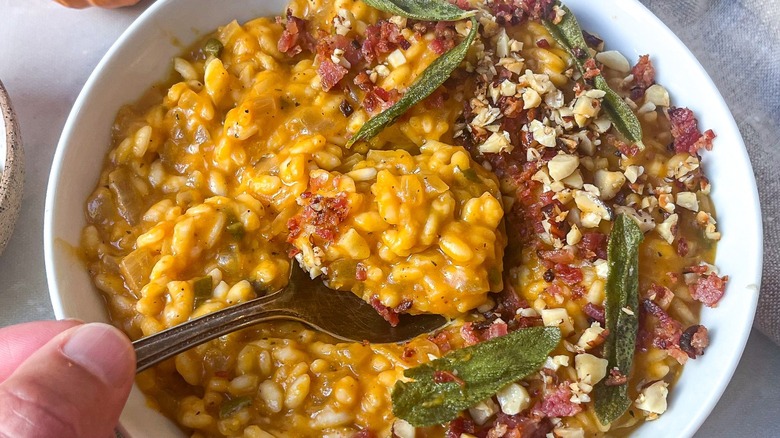 Pumpkin risotto in bowl