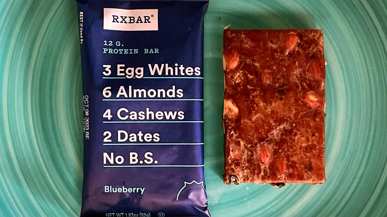 Blueberry RXBAR on plate
