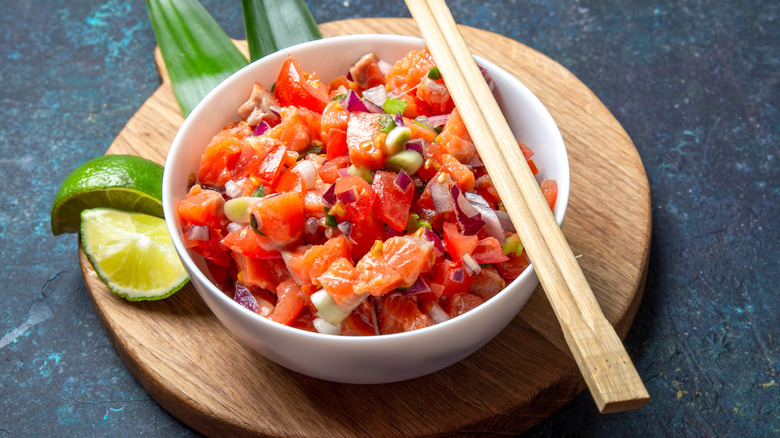 Plate of Hawaiian lomi lomi salmon