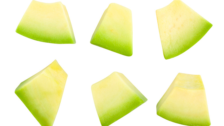 avocado chunks white background