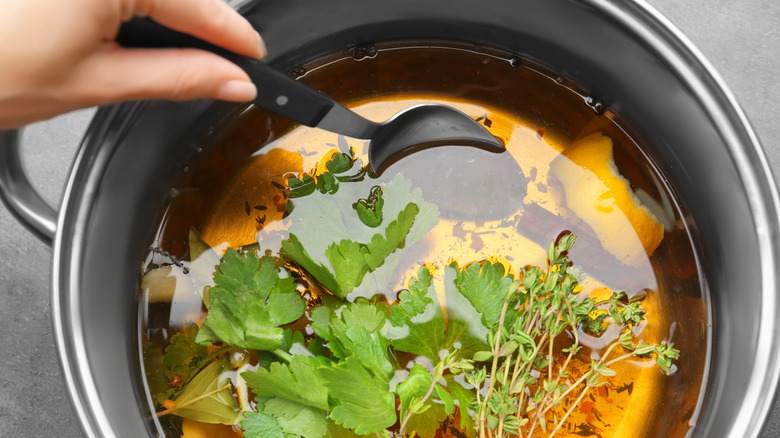 woman preparing a brine