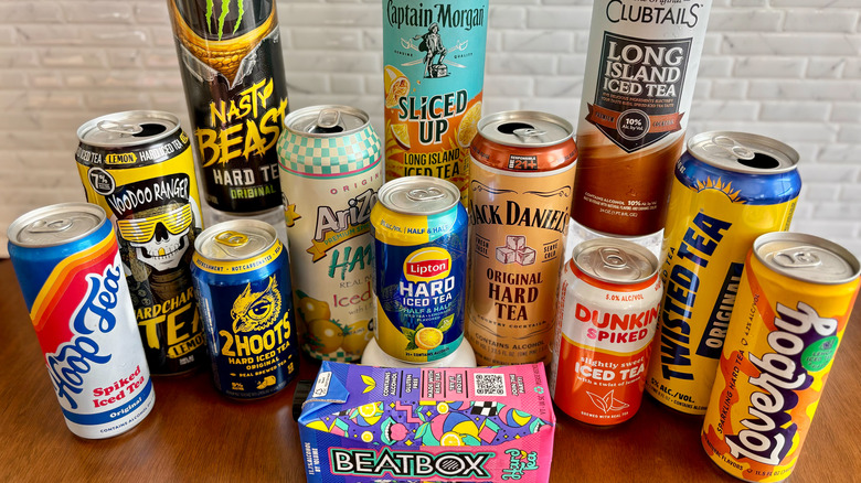 Various cans of spiked tea