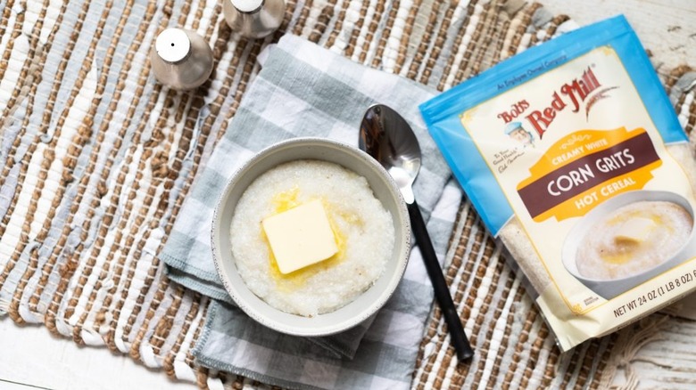 grits in bowl with butter