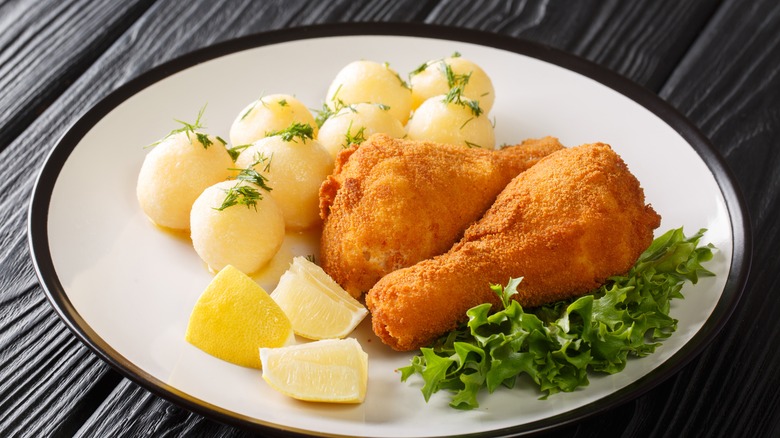 Viennese backhendl fried chicken and Austrian potatoes