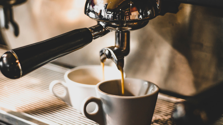 brewing fresh espresso