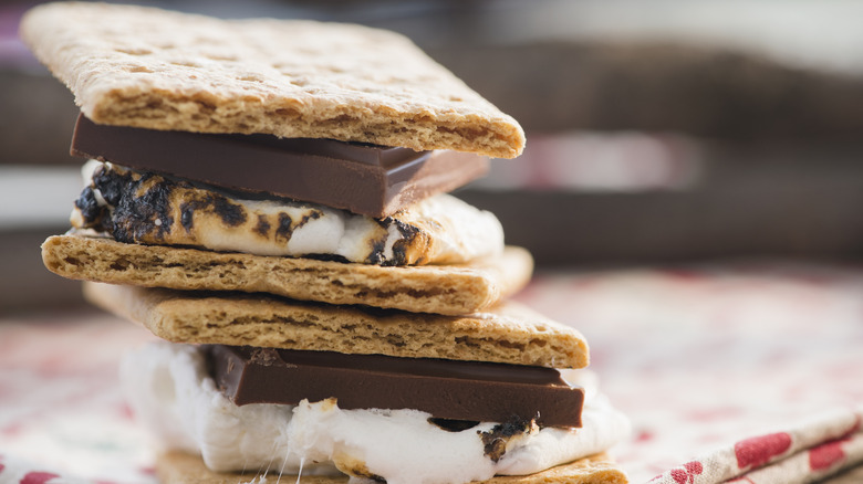 Sticky s'mores on table