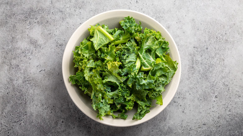 Aerial shot of chopped kale