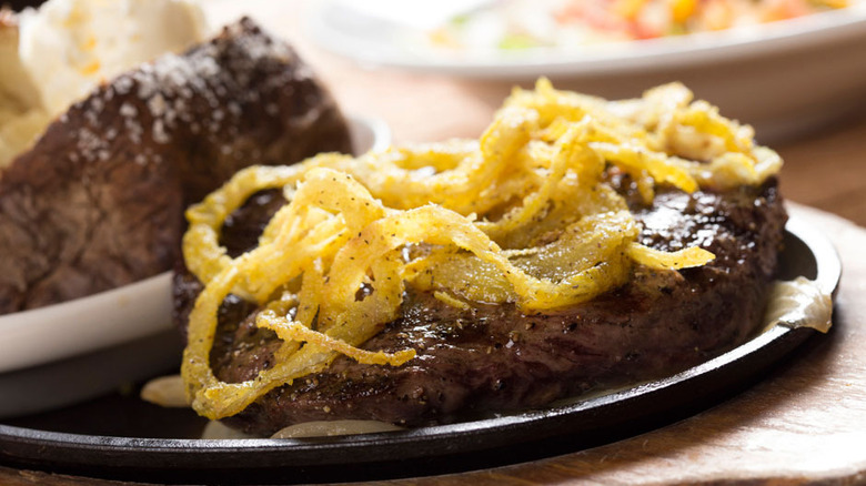 Logan's Roadhouse onion brewski sirloin