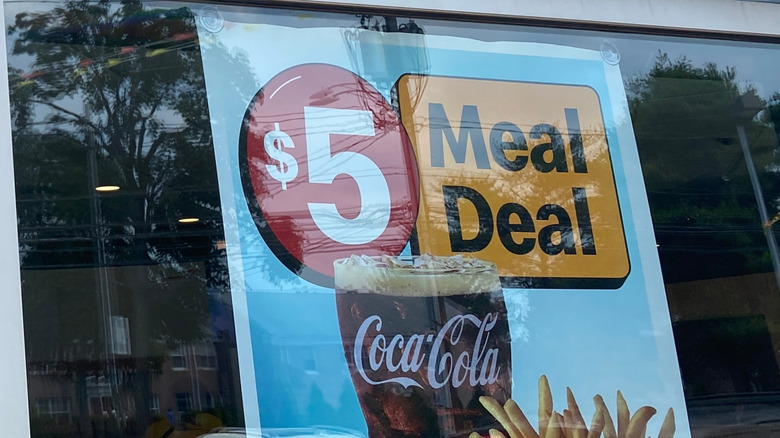 McDonald's meal deal poster on window