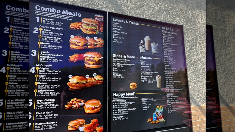 McDonald's black menu board with prices