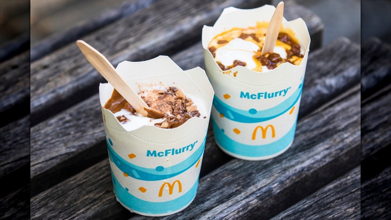 Two McDonald's McFlurries in cardboard cups