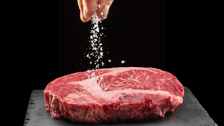 salting raw steak