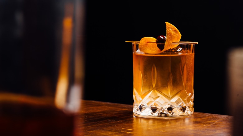 old fashioned cocktail with garnish