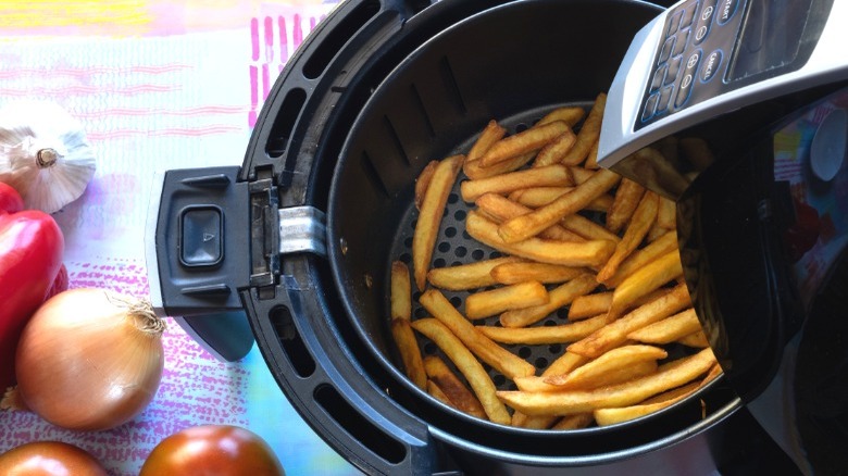 Air fryer with french fries