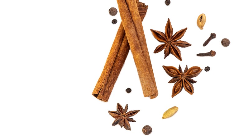 Cinnamon sticks and spices