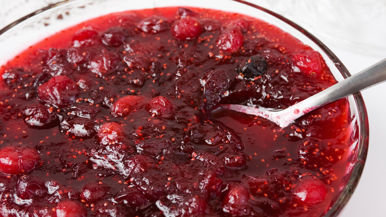 Big bowl of cranberry sauce