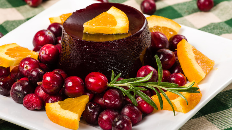 Cranberry jelly on a plate