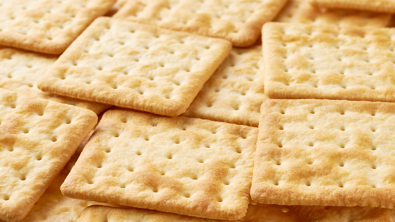 Pile of plain crackers